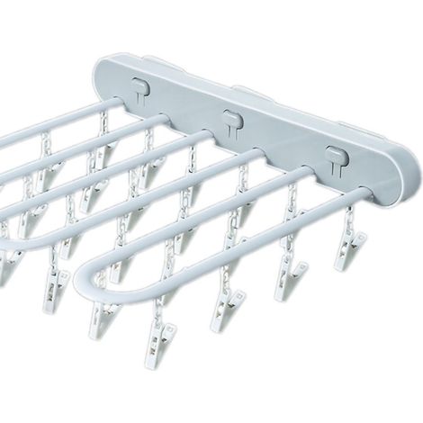 Égouttoir à chaussettes mural sans perçage, étendoir à vêtements pliable et pivotant, étendoir pour balcon et toilettes, pince multifonctionnelle, blanc. (1/5)