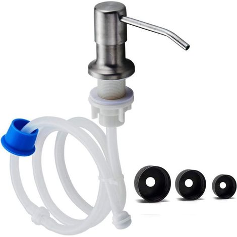 Dispensador de jabón para fregadero de cocina con cabezal de bomba y tubo de extensión de 117 cm (plateado) - Fei Yu (1/5)