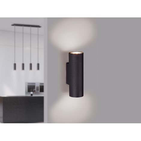 Dimmbare LED Up & Down Innenwandleuchte aus schwarz mattem Metall, Höhe 18cm (1/5)