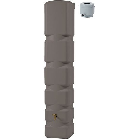 FP – Réservoir mural 300 litres taupe – Kit complet avec robinet et raccord de descente – Matériaux résistants aux intempéries – Design fonctionnel