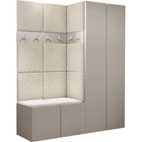 Conjunto para recibidor Pinis III, Abriamo 3, 186x158x46cm, Aglomerado laminado, Tapiz, Colocada, Montada en la pared