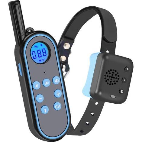 Collier de dressage pour chien avec interphone vocal et stimulation électrique — Rechargeable, portée de 3300 pieds — Avec télécommande(1 collier pour 1 télécommande) (1/5)