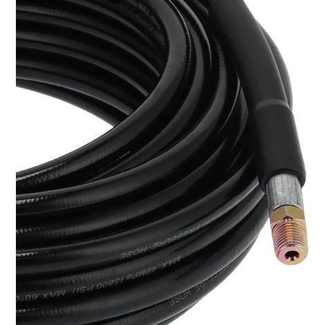 Kit de nettoyage de canalisations pour nettoyeurs haute pression : tuyau de 30 m, filetage NPT 1/4", buse rotative à embout bouton, diamètres d'orifice 4,0 et 4,5, pression 5 800 PSI. (1/5)