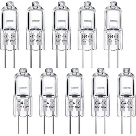 Lot de 10 ampoules halogènes G4, 10W - Ampoules halogènes blanc chaud adaptées aux espaces domestiques et de loisirs (1/5)