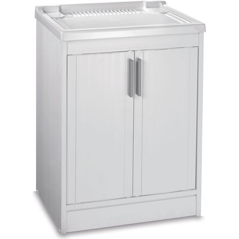 LAVATOIO IN RESINA BIANCO IN KIT  cm. 60x50x86 h