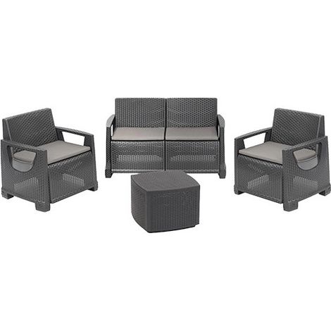 Ensemble Salon de Jardin - Salon Extérieur Noir Anthracite
