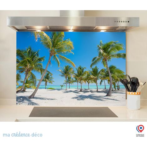 Fond de hotte : Plage et palmiers - Alu composite - 70 cm - 60 cm (1/5)