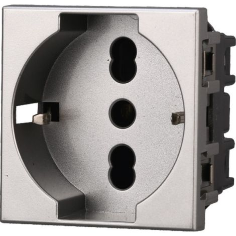 ETTROIT AG2102 Prise Schuko Allemande 2P+T 16A Gris Compatible avec Bticino Axolute