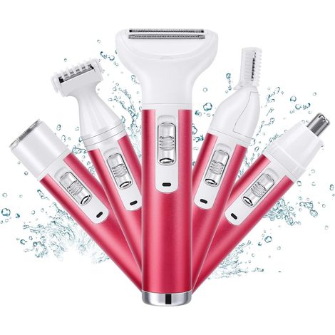 Women's Painless Electric Shaver, 5 in 1 Painless Shaver with 5 Floating Heads, Cordless Rechargeable Hair Trimmer for Beards, Arms, Legs, Armpits, Bikini (1/5)