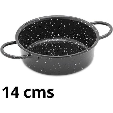 14 cms cazuela fuente redonda esmaltada negra para pil-pil vaello