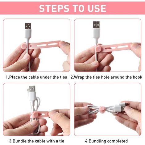 Bridas para cables，Correas de silicona para cables，16 piezas Bridas reutilizables para cables，Organizador de cables，13 x 1,2 cm (1/4)