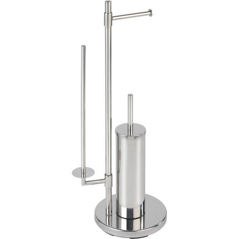 Combiné WC 3-en-1 avec porte-brosse et porte-papier – Acier inoxydable – Dimensions 30x73x20 cm – Résistant à l'humidité (1/5)