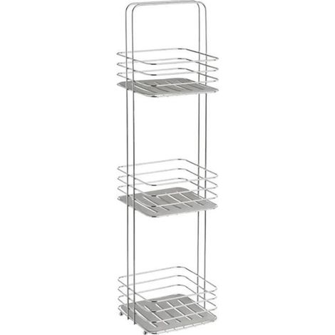 Etagère de salle de bain, meuble de rangement en métal et PP coloris gris - Longueur 20 x Profondeur 20 x Hauteur 83 cm (1/3)