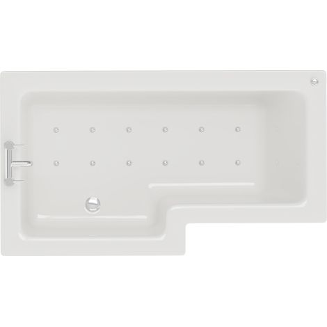 Loire 1500mm 12 Jet Chrome Easifit Left Hand L Shaped Shower Bath with Front Bath Panel (1/5)