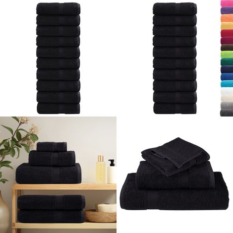 Premium Waschhandtücher SOLUND 10 Stück Schwarz 30x30 cm 600 g/m² - Baumwollhandtuch - Waschhandtuch Schwarz (1/5)