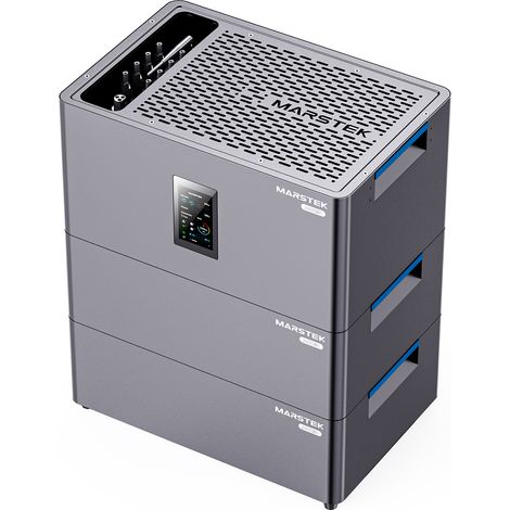 Balkonkraftwerk + 2x 2,56kWh LiFePO4 Akkus - Doppelte Erweiterung - Plug & Play - Stapelbares Design