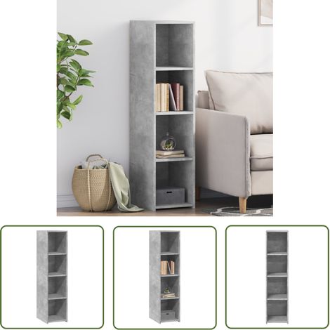 The Living Store Buffet gris béton 30x41x124 cm bois d'ingénierie - Buffet Design Moderne - Meuble Rangement Cuisine - Buffet Gris - Buffet En Bois D'ingenieur - Commode Salon (1/5)