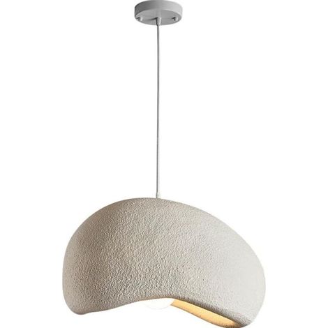 Suspension Moderne pour Salle à Manger Cuisine Îlot Lumière Couloir Restaurant Lampe Suspendue E27 Base Japonais Wabi-Sabi Style Nid D'oiseau Forme Luminaire(30cm, Blanc) (1/5)