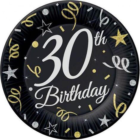 Piatti di carta per il 30° compleanno, 18 cm, 6 pezzi. (1/2)