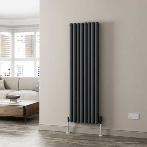 Anthracite Oval Column Designer Radiator Vertical Horizontal 1600 x 480mm Double Panel