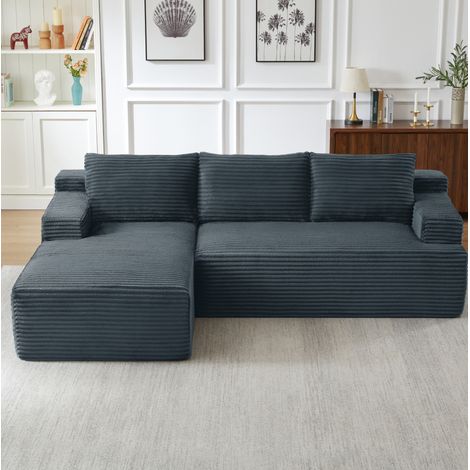 L-förmiges Ecksofa aus Cord, dunkelgrau, 238 x 152 x 66 cm (1/5)