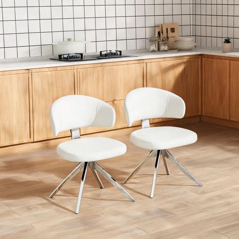 Lot de 2 chaises de salle à manger design scandinave blanc en PU (1/5)