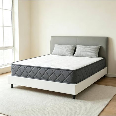 Matratze 160 x 200 cm aus Memory-Schaum und Noppenschaum, Weiß und Grau HAVRYA (1/5)