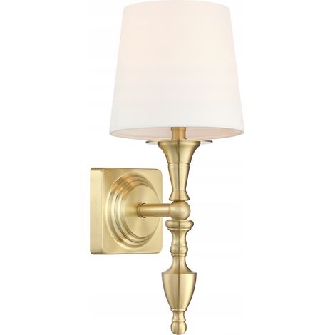 Aplique de pared Cosmo Light Austin E14 de 40 W con pantalla dorada y blanca (1/3)