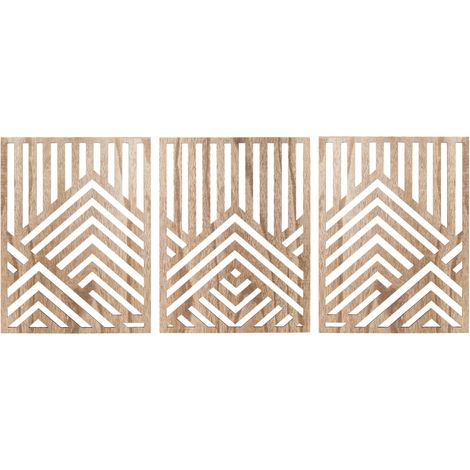 Lot de 3 panneaux d'art mural moderne en bois de montagne, décoration murale de montagne, forêt naturelle, ligne abstraite minimaliste pour salon, chambre à coucher, ferme (marron clair) (1/5)