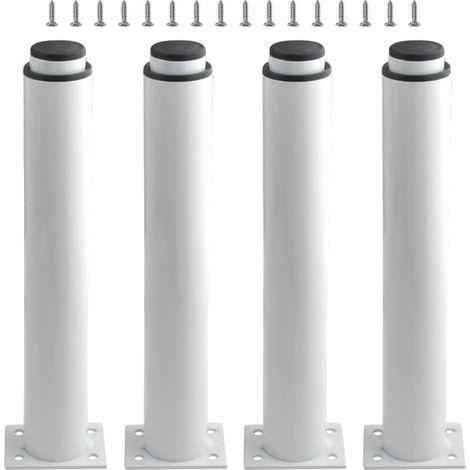 Juego de 4 patas metálicas ajustables para muebles: patas para armarios, patas centrales metálicas para camas, soporte de listones para mesas, camas y sofás (250 mm/10''-420 mm/16,5'', blanco).