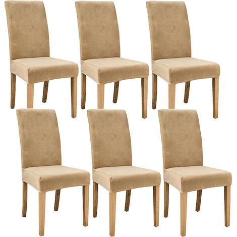 Set di 6 coprisedili universali, elasticizzati, in velluto, beige (1/5)