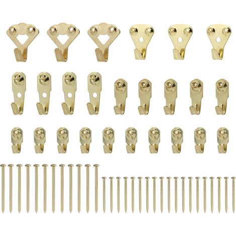 25 Metall-Bilderrahmenhaken mit Nägeln, Fotohaken zum Aufhängen von Fotos, sortiert in 5 Größen für Lasten von 10 bis 100 Pfund. (1/5)