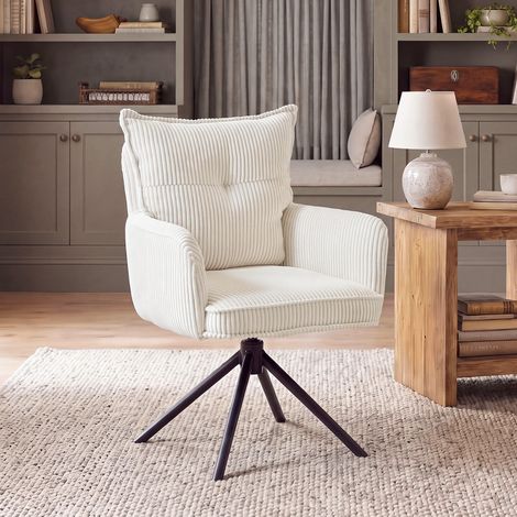 Wahson Chaise de Bureau en Velours, Fauteuil de Bureau Moderne pour Chambre, Chaise Bureau Pivotante Rotation de 360 Degrés, Blanc (1/5)