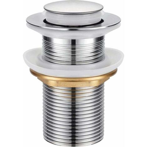 YMYNY Bonde de Lavabo,Universel Bonde Pop-up sans Trop-plein Bonde de Vidage Automatique avec Bouchon de Vidange sans Tirette à Clapet Push Open en Inox Chromée pour Lavabo Salle de Bain