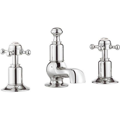 Crosswater Belgravia mitigeur de lavabo - 3 trous - chaud/froid - poignées croisillon - chrome