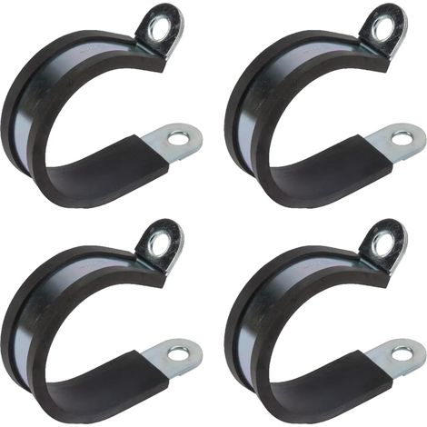 4x Collier de Serrage Métallique avec Insert Caoutchouc Fixation Tube P Clip Serre Cable Tuyau Conduit Collier, 20mm (1/3)