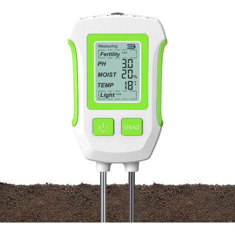 Dispositivo multifuncional 5 en 1 para medir el suelo: mide la humedad, la temperatura, la luz y la fertilidad del suelo con sondas duales y pantalla LCD. Medidor de pH del suelo. (1/5)