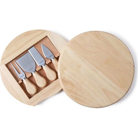 Vassoio per formaggi - LIVOO - MEN28 - In legno di hevea - Vassoio girevole - Con 4 utensili (1/4)