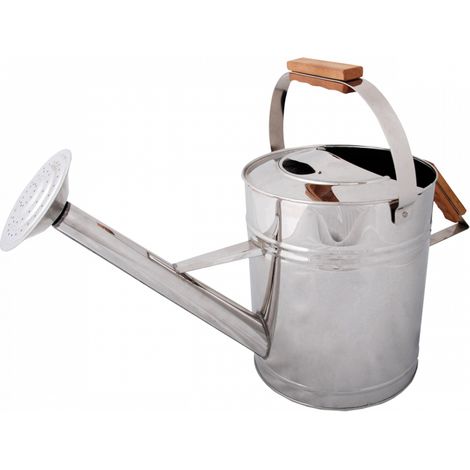 Arrosoir type anglais en inox 8L - Acier inoxydable, bois de frêne - Livraison gratuite