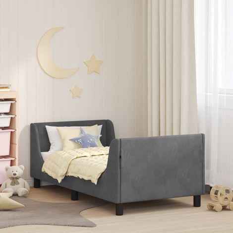 Kinderbettgestell mit Kopfteil Dunkelgrau 80 x 160 cm Samt (1/5)