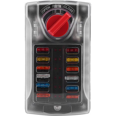 Voyant lumineux pour boîte à fusibles à 12 voies, adapté aux appareils étanches à la poussière utilisés dans les automobiles, les yachts et les navires. (1/5)