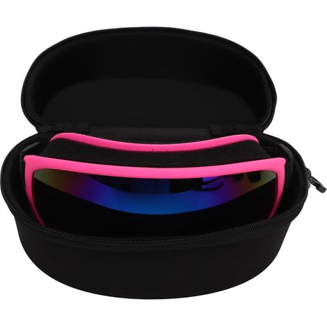 Lunettes de protection rose pour chien, monture rose, protection UV, anti-vent, respirante, sangle ajustable, verres bleus pour extérieur (1/5)