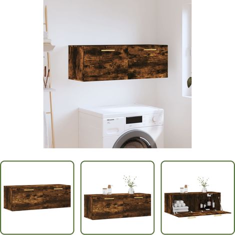 Wandregal Holz - Wandschrank Räuchereiche 100x36,5x35 cm Holzwerkstoff (1/5)