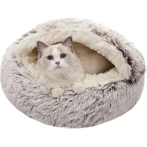 Panier pour chien et chat 80 cm gris clair chaud et confortable Panier Chat Rond Moelleux, (1/3)