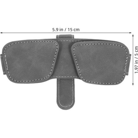 Porte-lunettes pour pare-soleil de voiture, support en cuir pour lunettes et cartes, gris (1/4)