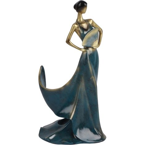 Estatua de Bella Dama Portabotellas – Resina Azul – Figura de Bailarina – Decoración Artística Original (1/5)