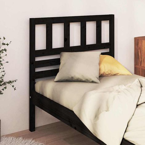 vidaXL Cabecero de cama madera maciza de pino negro 106x4x100 cm (1/5)