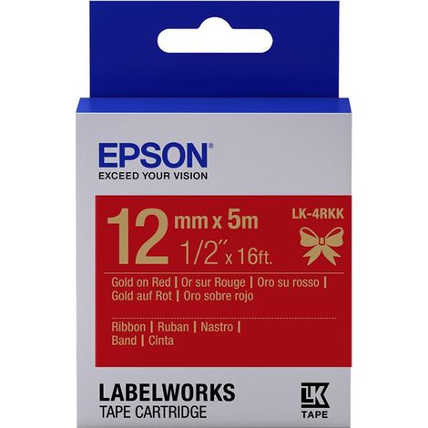 Epson LK-4RKK Satinband 12mm 5m Gold/Rot, langlebig (1/2)