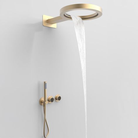 Colonne de Douche Encastrable Forme d'anneau, Ensemble de Douche, Or (1/5)