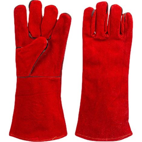 Gants de soudage en cuir forgé Gants de sécurité résistants au feu (rouge)